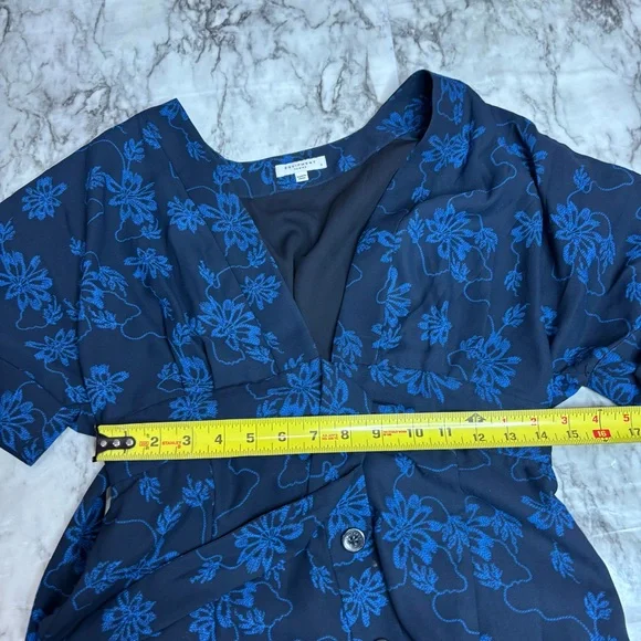EQUIPMENT Blue Floral Print Wrap Tie Kimono Midi Button Up Dress v neck size 6 - Picture 9 of 9